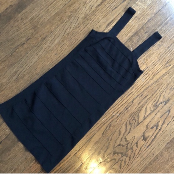 Express Black Strap Bandage Bodycon Shift Dress Size Medium Y2K - Picture 5 of 6
